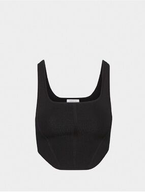 Babaton Black Bustier Sculpt Square-Neck Crop Top